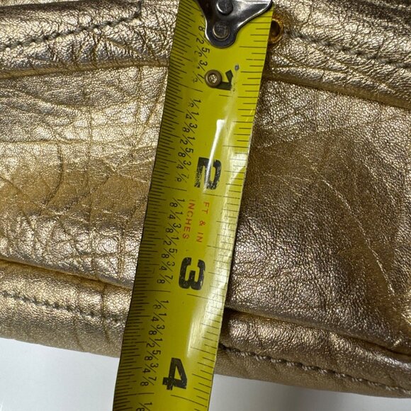 Loyd Maish Metallic Gold Leather Tote Bag With Dual Handles - Picture 12 of 12